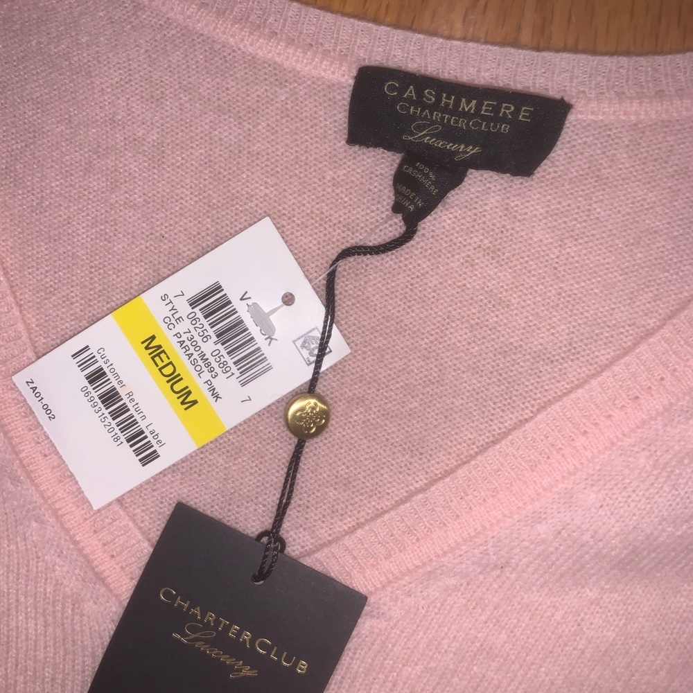 Pink Cashmere V-neck Sweater